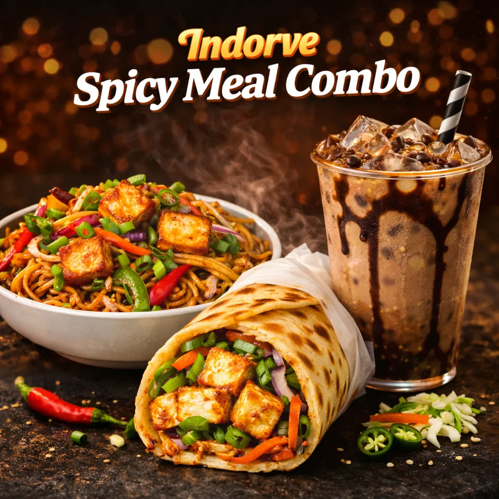 Indorve Spicy Meal Combo (Spicy Paneer Noodle+Loaded Paneer Roll+Cold Coffee)